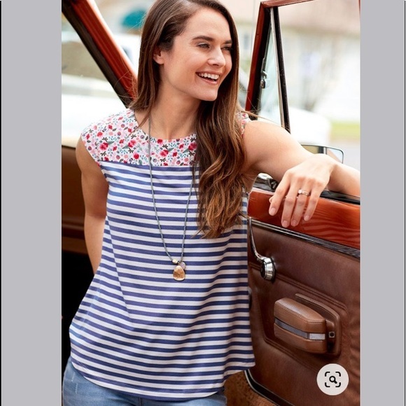 MATILDA JANE floral stripe trapeze top - Picture 1 of 10